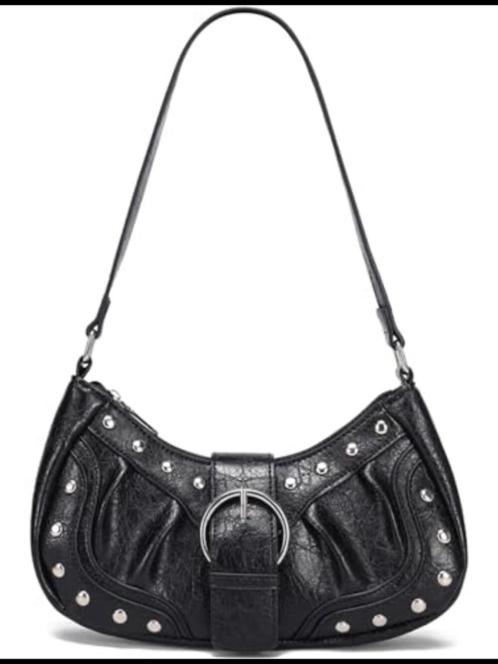 Y2K Vegan Leather Studded Small Shoulder Hobo Purse Going Out Bag